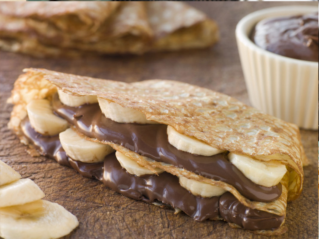 Crapes with homemade Nutella spread and bananas