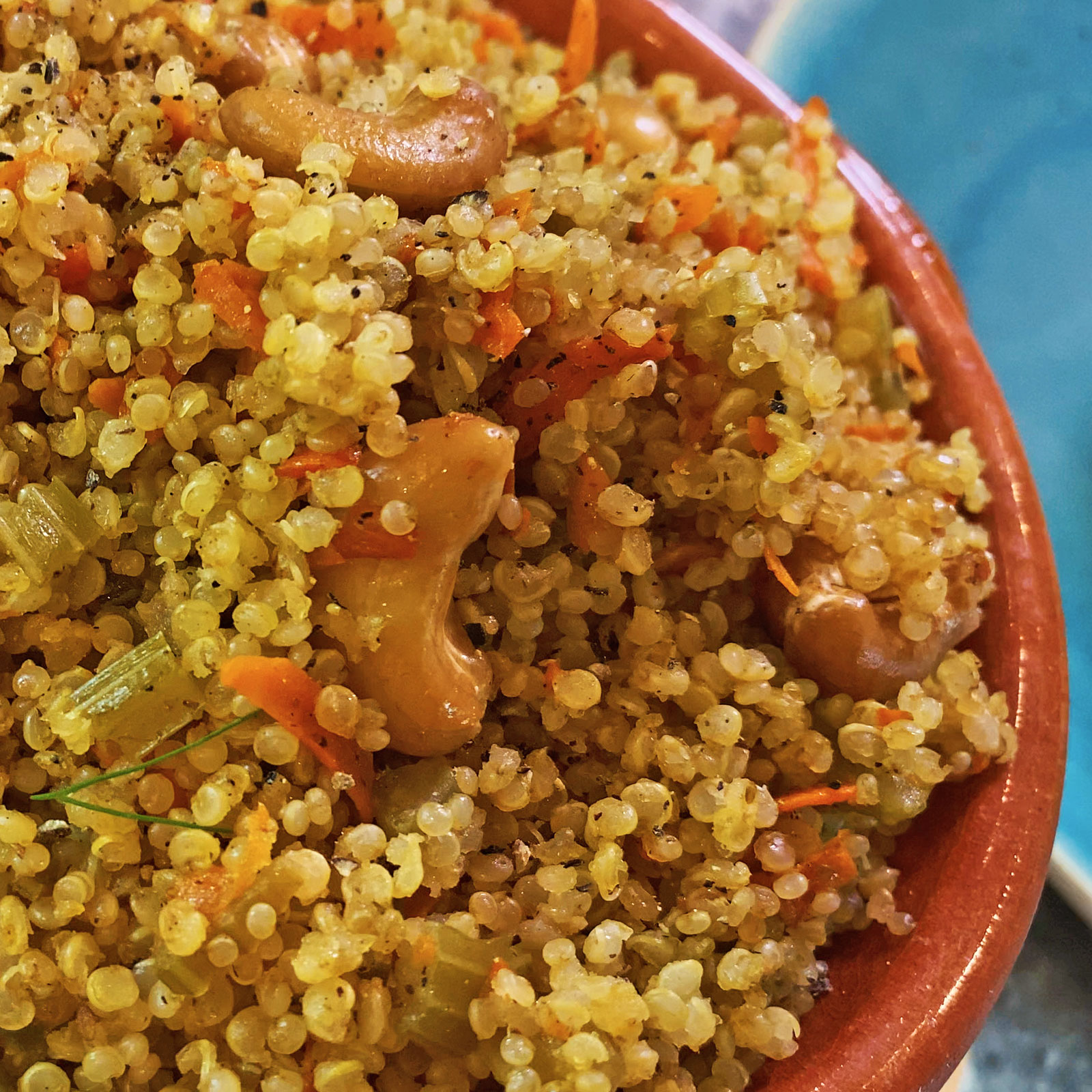 Easy protein-packed one-pot vegan quinoa recipe. This sattvic quinoa dish is made only of positive pranic ingredients. Perfect for lunch or dinner this nourishing vegan quinoa is well-loved in my home