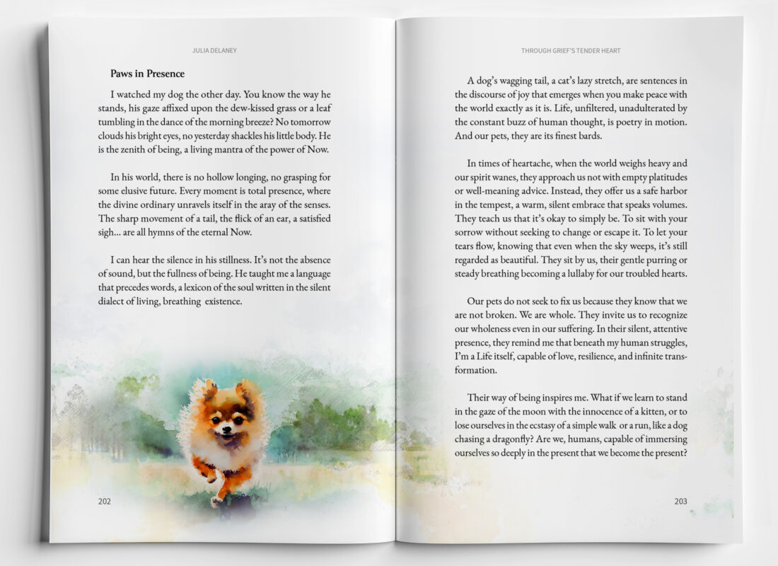 Paws in Presence, from book "Through Grief's Tender Heart" by Julia Delaney