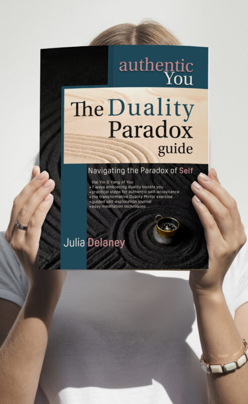 The Duality Paradox Guide by Julia Delaney is a comprehensive workbook designed to help you explore and embrace the full spectrum of your human experience, including your internal contradictions. This practical guide offers reflective prompts, creative expression ideas, and mindfulness practices that foster greater self-awareness, acceptance, and personal growth. It delves into real-life scenarios, provides actionable steps for embracing all aspects of yourself, and promotes a balanced approach to personal development. Ideal for anyone seeking deeper self-understanding and a more authentic, resilient life.