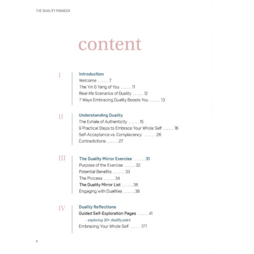 The Duality Paradox Guide by Julia Delaney is a comprehensive workbook designed to help you explore and embrace the full spectrum of your human experience, including your internal contradictions. This practical guide offers reflective prompts, creative expression ideas, and mindfulness practices that foster greater self-awareness, acceptance, and personal growth. It delves into real-life scenarios, provides actionable steps for embracing all aspects of yourself, and promotes a balanced approach to personal development. Ideal for anyone seeking deeper self-understanding and a more authentic, resilient life.